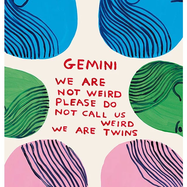 David Shrigley Signs of the Zodiac Poster (Individual), Gemini Accompanied by a Certificate of Authenticity Dimension:...