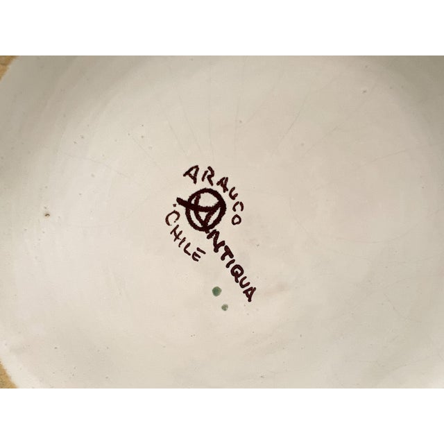Ceramic Vintage Arauco Antiqua Chile Hand-Painted Crackle Glaze Pottery Vessel / Vase – Folk Floral Motif For Sale - Image 7 of 12