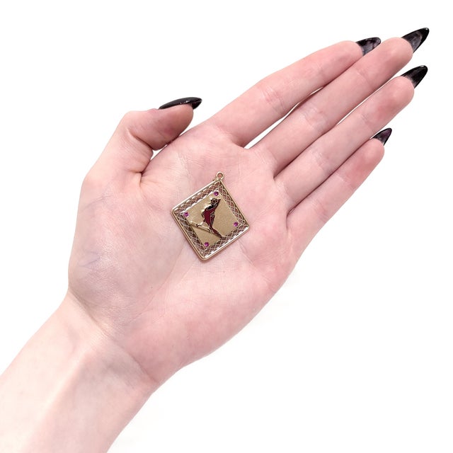 Saint Louis Cardinals Baseball World Series Gold, Enamel & Ruby Charm by Ballou For Sale - Image 4 of 12