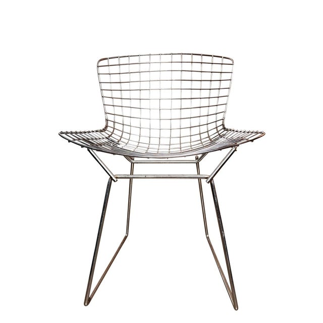 Chrome Bertoia Side Chairs With Fabric Seat Pads for Knoll (Two Available) For Sale - Image 9 of 12