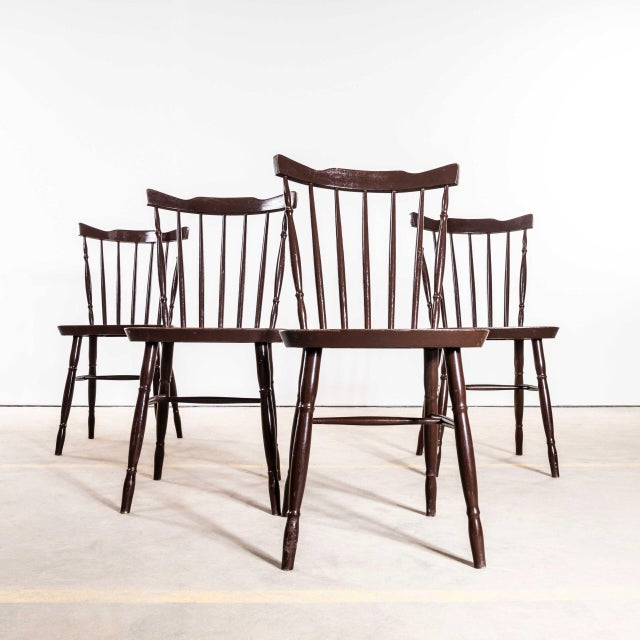 1950s Dark Turned Spindle Back Dining Chairs, 1950s, Set of 4 For Sale - Image 5 of 9