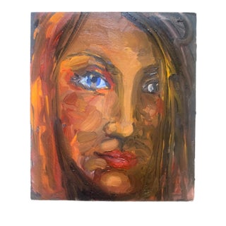 Contemporary Expressionist Style Portrait of a Woman Oil Painting on Masonite For Sale