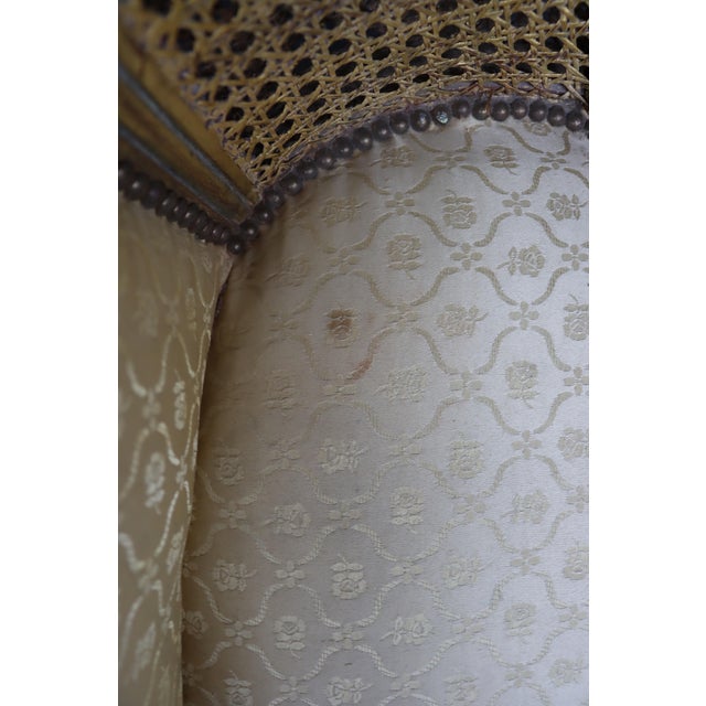 Wood French Louis XVI Style Gilt Caned Barrel Accent Chair For Sale - Image 7 of 11