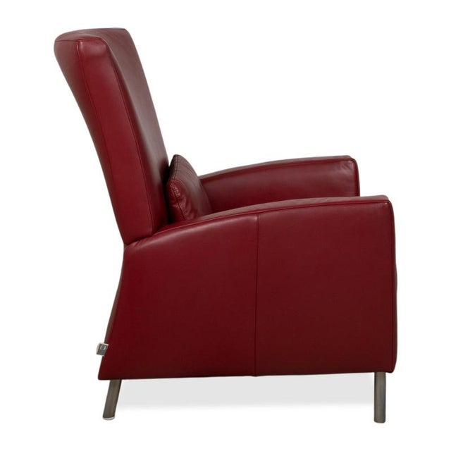 Leather Armchair Red Bordeaux by Ewald Schillig For Sale - Image 10 of 14
