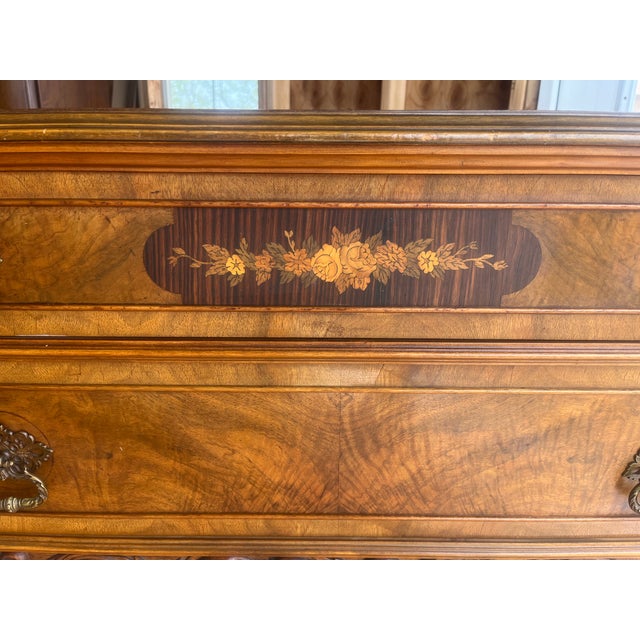 Johnson Furniture Company Walnut and Burlwood With Marquetry Johnson Handley Johnson Credenza Circa 1920 For Sale - Image 4 of 10