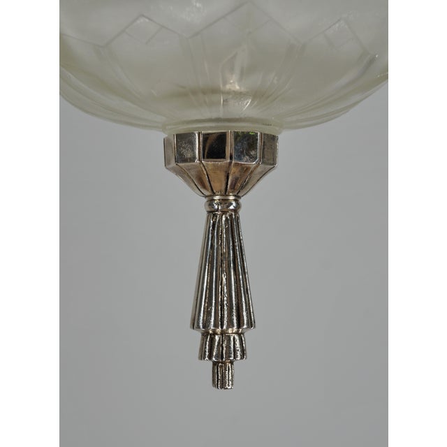 French Art Deco Pendant Light Chandelier by Hanots 1930 France For Sale - Image 9 of 16