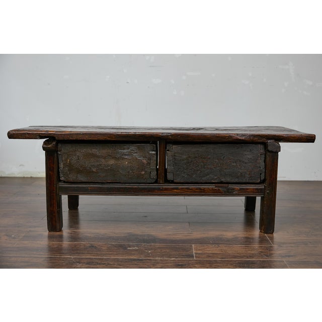 Antique Spanish Oak Coffee Table with Two Carved Drawers, Circa 1800 For Sale - Image 4 of 12