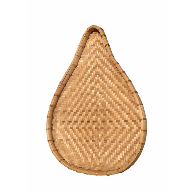 Vintage Winnowing Basket in the Shape of a Gourd or Pear 11"W x 14"D x 1.5"H Add to your Wall Basket Collection