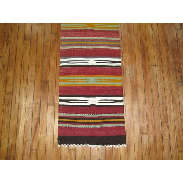 Textile Vintage Zabihi Collection Narrow Long Kilim Runner - 1'9" x 16'11" For Sale - Image 7 of 7