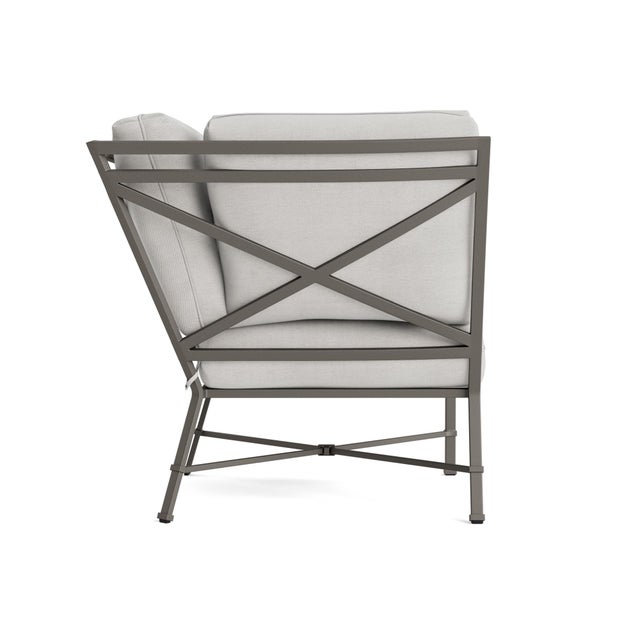 Contemporary Brown Jordan Venetian Corner Sectional, Mica frame with Fusion Dove fabric For Sale - Image 3 of 11