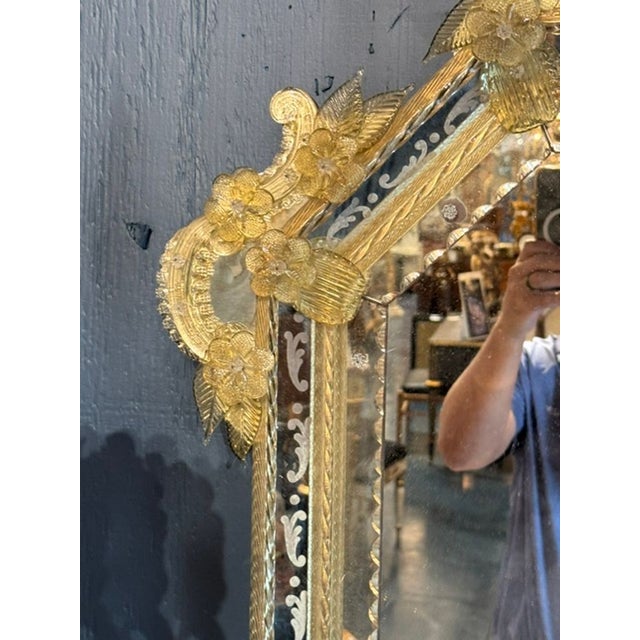 Traditional Vintage Venetian Etched Glass Mirror For Sale - Image 3 of 8