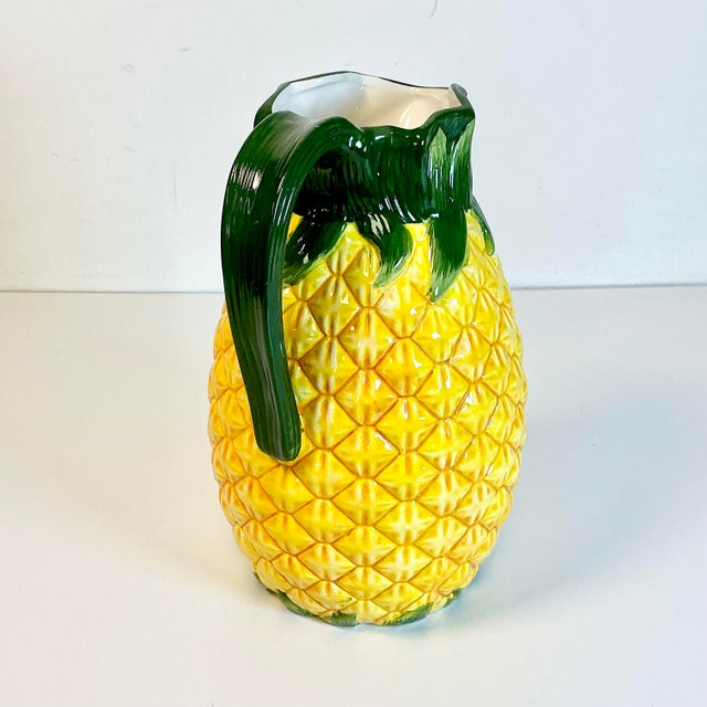 1980s 1980s Vintage Boho Chic Coastal Trompe L’Oeil Pineapple Pitcher For Sale - Image 5 of 11