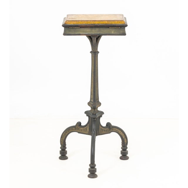 French Marble Top and Cast Iron Telephone Table For Sale - Image 9 of 10