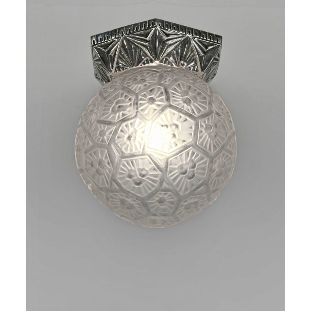 Metal French Art Deco Flush Mount by Gauthier & Hubens 1930 France For Sale - Image 7 of 12