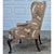 Brown Late 20th Century Hickory Chair Cocoa Brown Rose and Ribbon Pattern Wing Back Arm Chair For Sale - Image 8 of 13