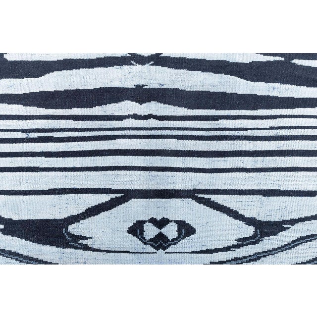 Textile Modern Animal Skin Zebra Design Wool Rug in Black and Blue by Doris Leslie Blau For Sale - Image 7 of 7