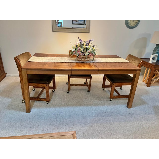 1970s 1970s Mid Century Wood Table & 4 Chairs For Sale - Image 5 of 11
