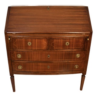 1920s Antique English Hepplewhite Mahogany Inlaid Secretary Ladies Desk For Sale