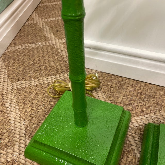 1980s Pair of 1980s Green Metal Palm Lamps For Sale - Image 5 of 10