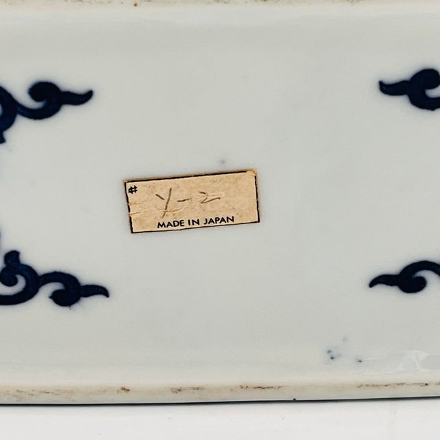 Vintage Chinoiserie Blue and White Porcelain Foo Dog Flower Frog For Sale - Image 10 of 11