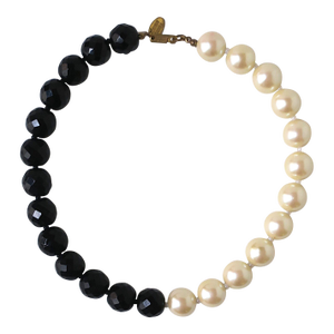 Black and White Faux-Pearl Bead Collar Necklace by Miriam Haskell, Circa 1970s
