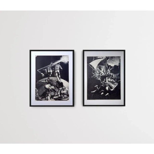 1960s Framed Surrealist Etchings Collector Gallery Wall- Set of 2 For Sale - Image 6 of 10