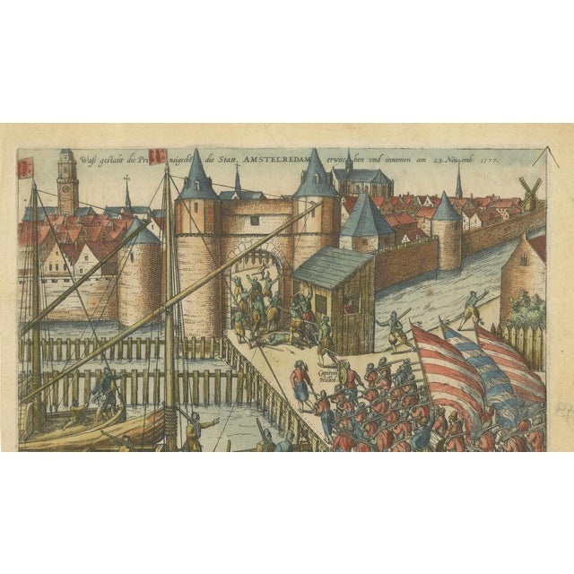 16th Century Frans Hogenberg, Attempt to Seize Amsterdam, Haarlemmerpoort Assault, Hogenberg, 1577, Print For Sale - Image 5 of 10