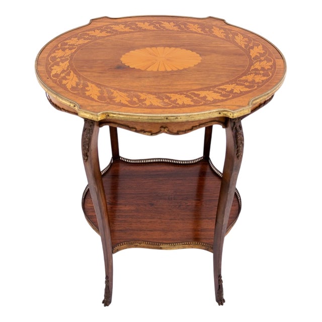 Northern European Side Table in Brass and Walnut For Sale