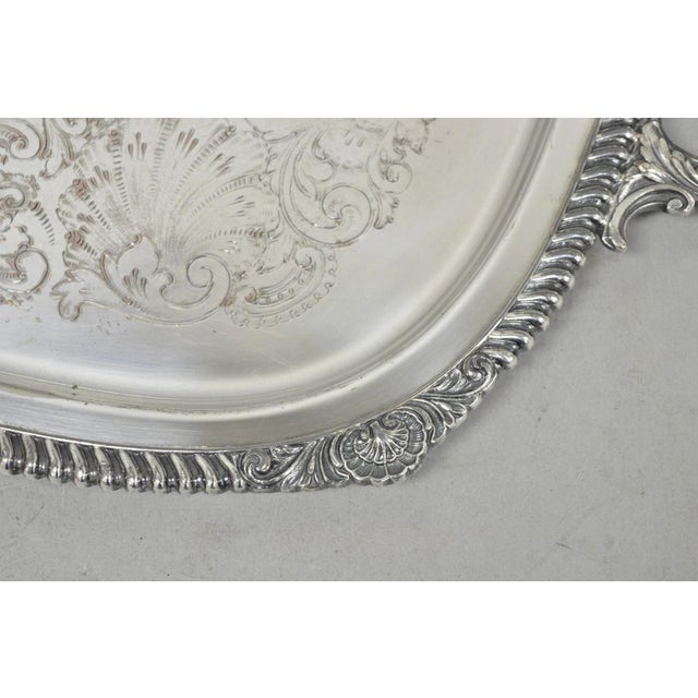 English Victorian Silver Plated Twin Handle Butlers Serving Platter Bar Tray For Sale In Philadelphia - Image 6 of 14