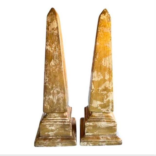 Vintage Decorative Metal Obelisks, 1970, Set of 2 For Sale - Image 4 of 6