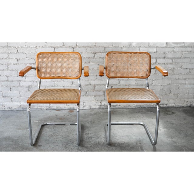 Mid-Century Modern Vintage Marcel Breuer 'Cesca' Attributed Armchairs - A Pair For Sale - Image 3 of 15