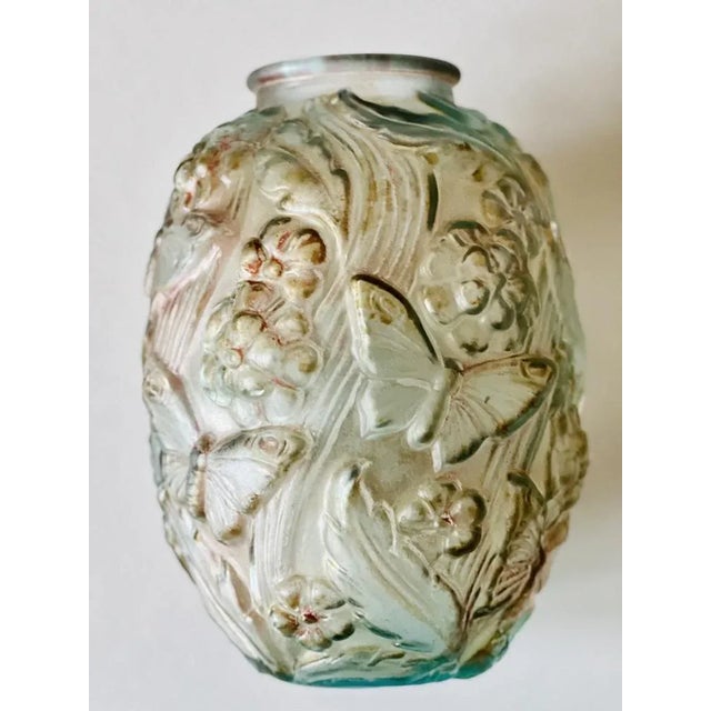 Glass Large Art Deco Satin Pressed Glass Vase, 1930s For Sale - Image 7 of 11