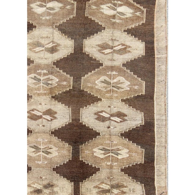 Keivan Woven Arts- Vintage Turkish Kars Rug with All Over Geometric Design in Brown and Neutrals. Rug/EN-94279, Turkish...