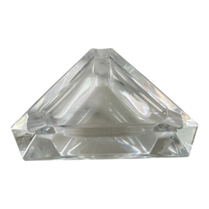 Vintage Val St Lambert Crystal Glass Ashtray Faceted Triangular Shape