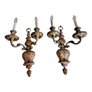 Pair Caldwell 2-Arm Bronze and Silver Wall Sconce