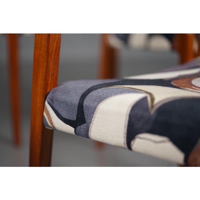 Model 71 Dining Chairs in Dedar Fabric by Niels Otto Møller for JL Møllers, 1950s For Sale - Image 4 of 11
