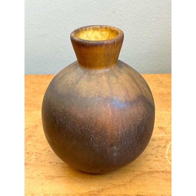 Brown Vintage Brown Glazed Ceramic Vase For Sale - Image 8 of 14