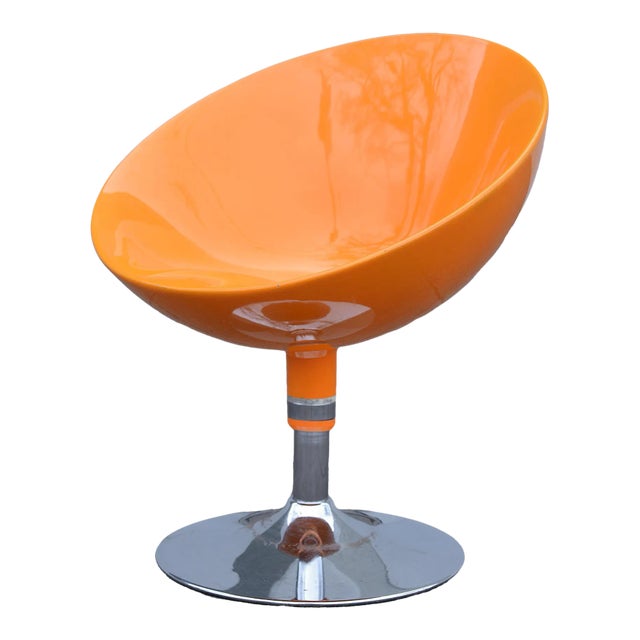 1970s Space Age Orange Swivel Egg Chair For Sale