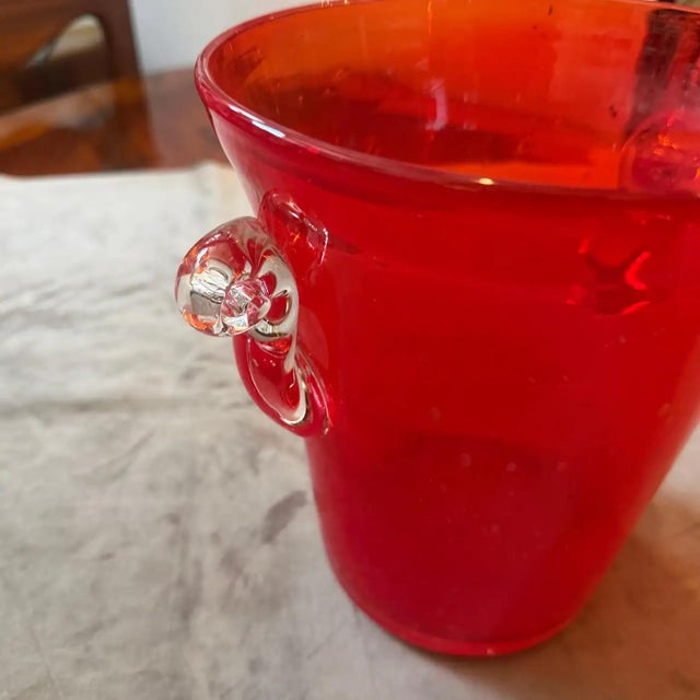 Red 1970s Modern Red Murano Glass Wine Cooler, Hand-Crafted, Italy For Sale - Image 8 of 13