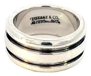 1990s Tiffany & Co Estate Atlas Groove Ring Size 5 Silver 9 mm, Size 5