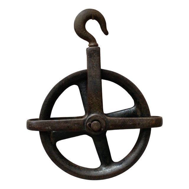 Antique Cast Iron Pulley Wheel, 1900s For Sale