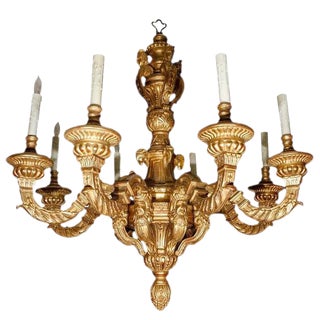 French Style Giltwood Chandelier With 8-Arms For Sale