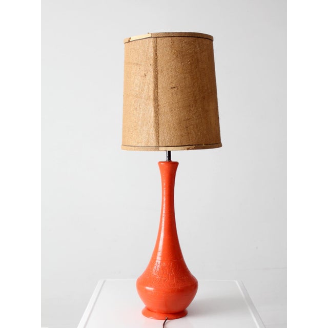 Mid 20th Century Mid 20th Century Mid-Century Modern Orange Ceramic Table Lamp For Sale - Image 5 of 16