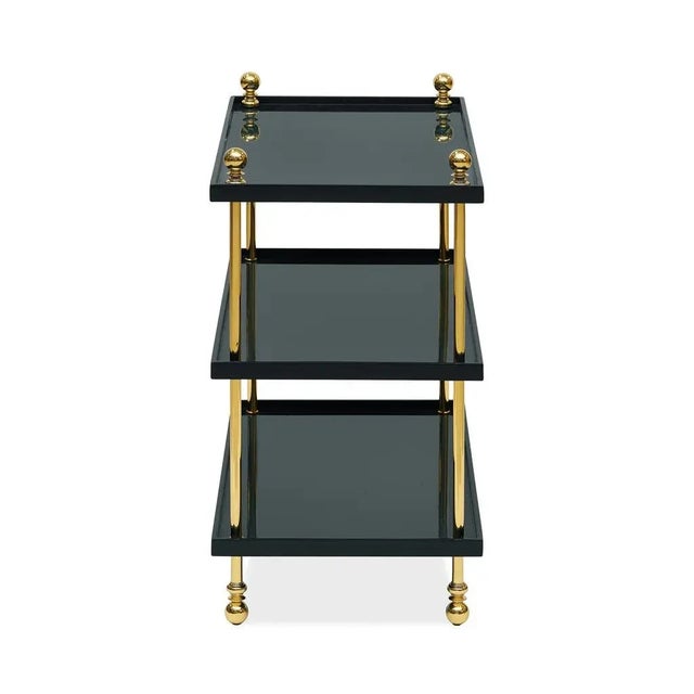 Transitional Bunny Williams Home 20"H Tiered Lacquer Drinks Table - Black For Sale - Image 3 of 5