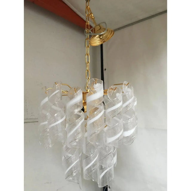 Chandelier Murano Glass Tronchi Like Venini Style Metal frame gold 24 Diameter 50 cm = 19,7” Height 40 cm = 15.7" Murano...