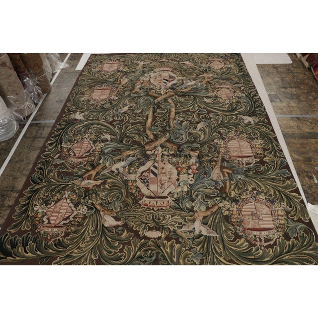 Traditional Rug & Kilim’s Armorial Tudor Style Kilim Rug in Black With Beige, Blue & Gold Patterns For Sale - Image 3 of 6