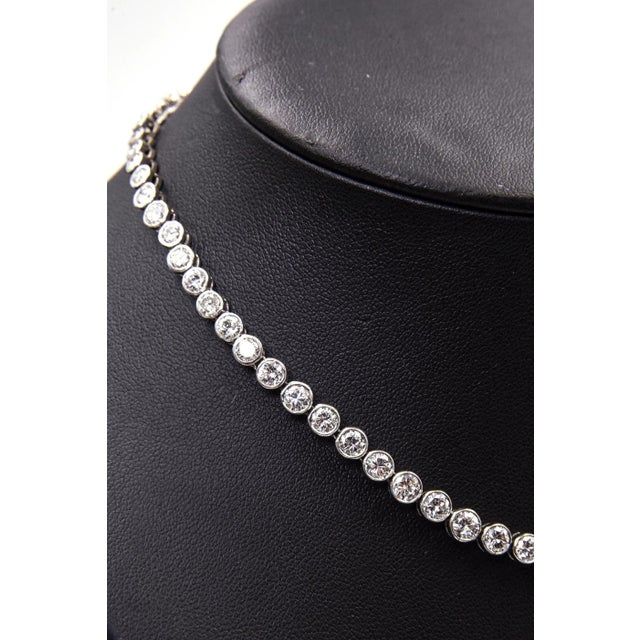 Metal Diamond Tennis White Gold Necklace For Sale - Image 7 of 12
