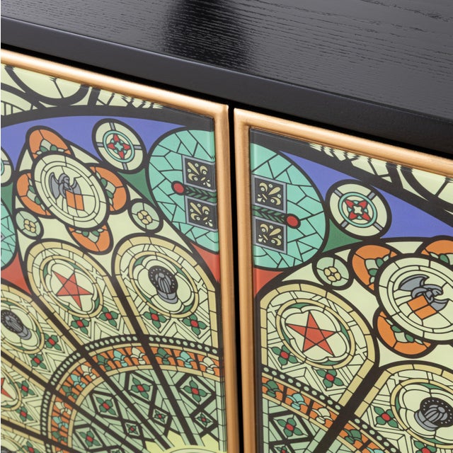 Pasargad Home Solani 4-Door Sideboard With Gold Metal Legs & 6 Shelves For Sale In New York - Image 6 of 10