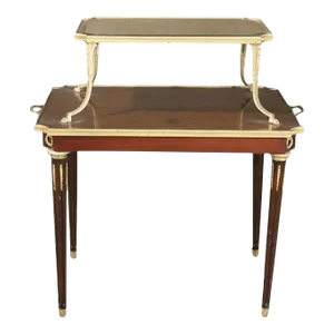 French Louis XVI Bronze Mounted Two Tier Dessert Drinks Table Circa 1900