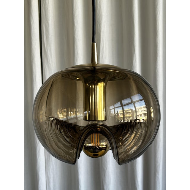 Space Age Smoked Glass Futura Biomorphic Pendant by Koch & Lowy for Peill & Putzler, Germany, 1970s For Sale - Image 9 of 18